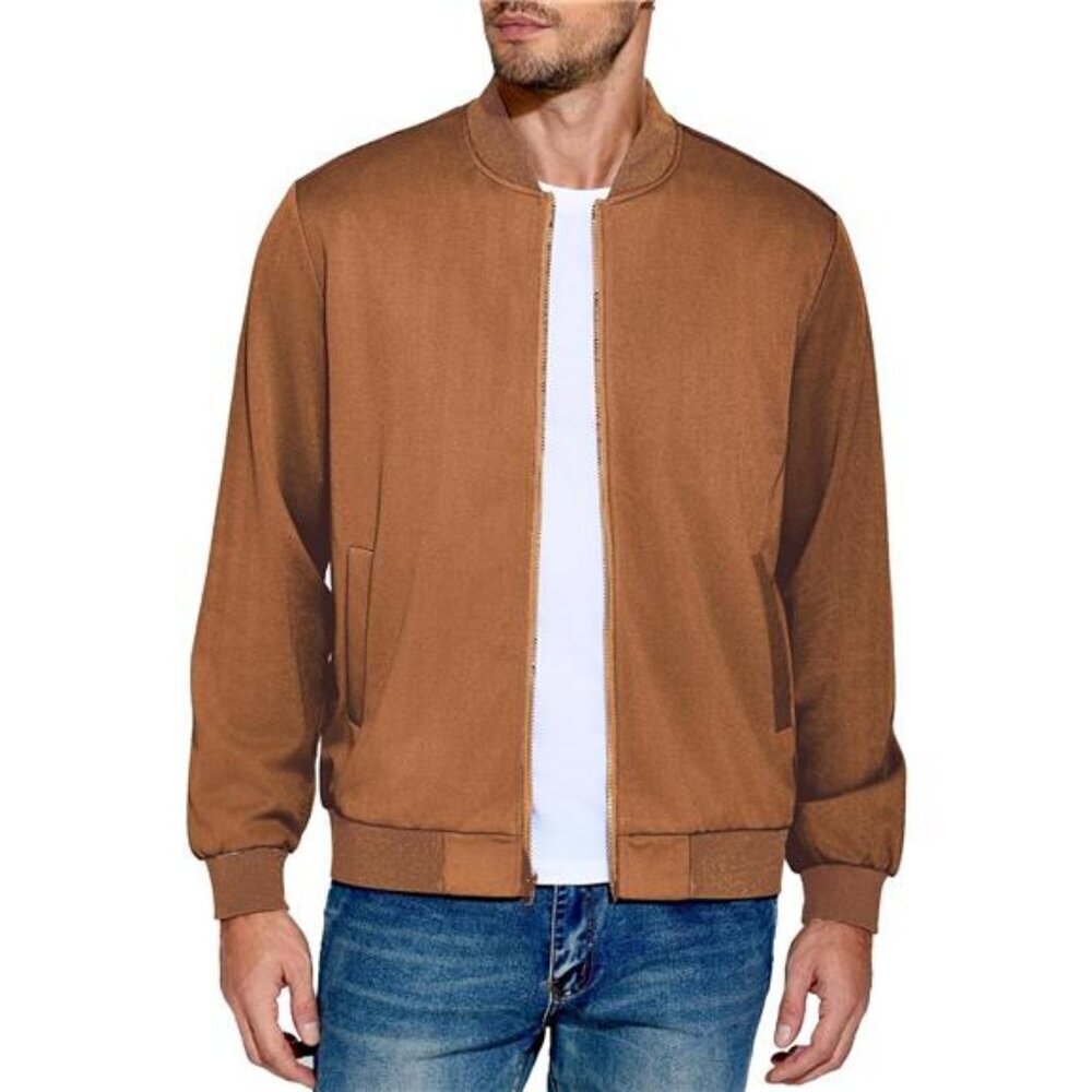 Stylish Bomber Jacket Men Zip Up Flight Coat